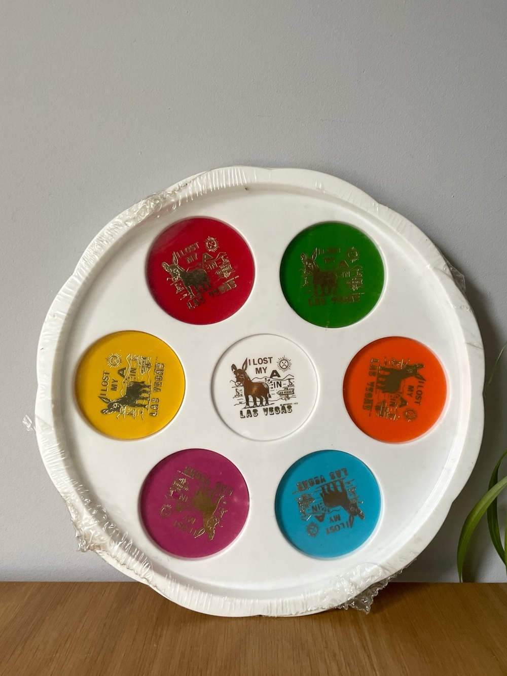 Vintage Midcentury Las Vegas Novelty Serving Tray NOS Sealed